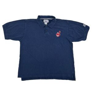 Cleveland Indians‎ Shirt Men's L Blue Starter Polo Golf Chief Wahoo Logo